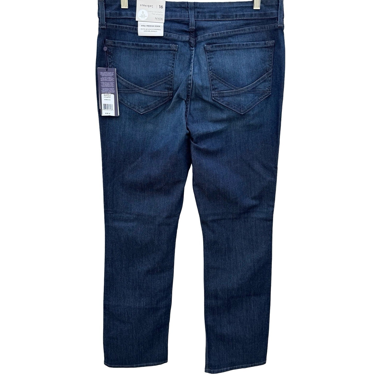 NYDJ Marilyn Straight Leg Jeans Burbank Dark Wash Lift Tuck M10K43BK4339 Size 16