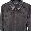 Switch Isaac Mizrahi Black Eyelet Embroidered Sheer Boho Button-Up Long Sleeve Shirt L 3 image