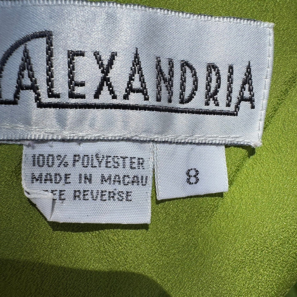 Alexandria Vintage 90s Pleated Draped V-Neck Keyhole Statement Blouse Womens 8