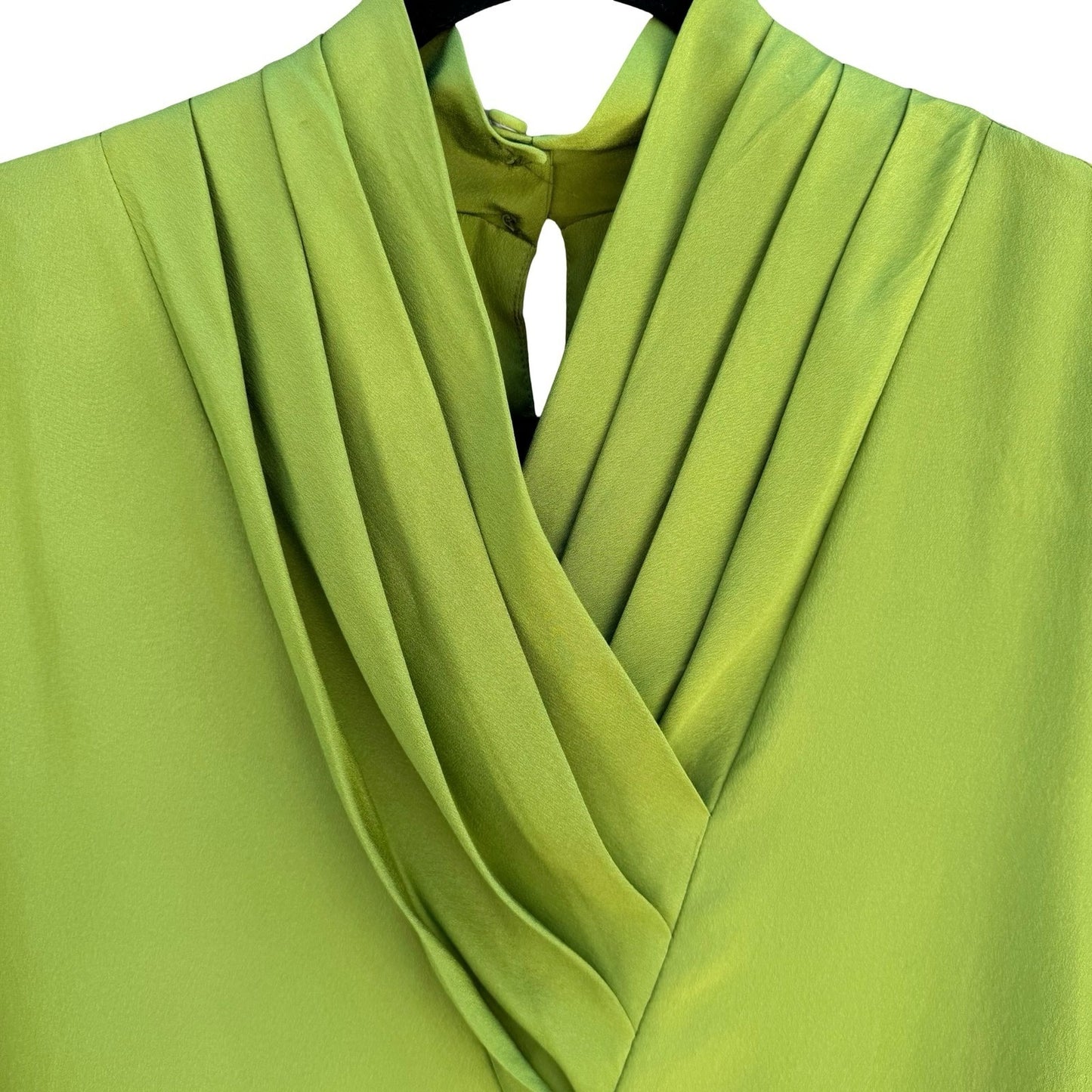 Alexandria Vintage 90s Pleated Draped V-Neck Keyhole Statement Blouse Womens 8