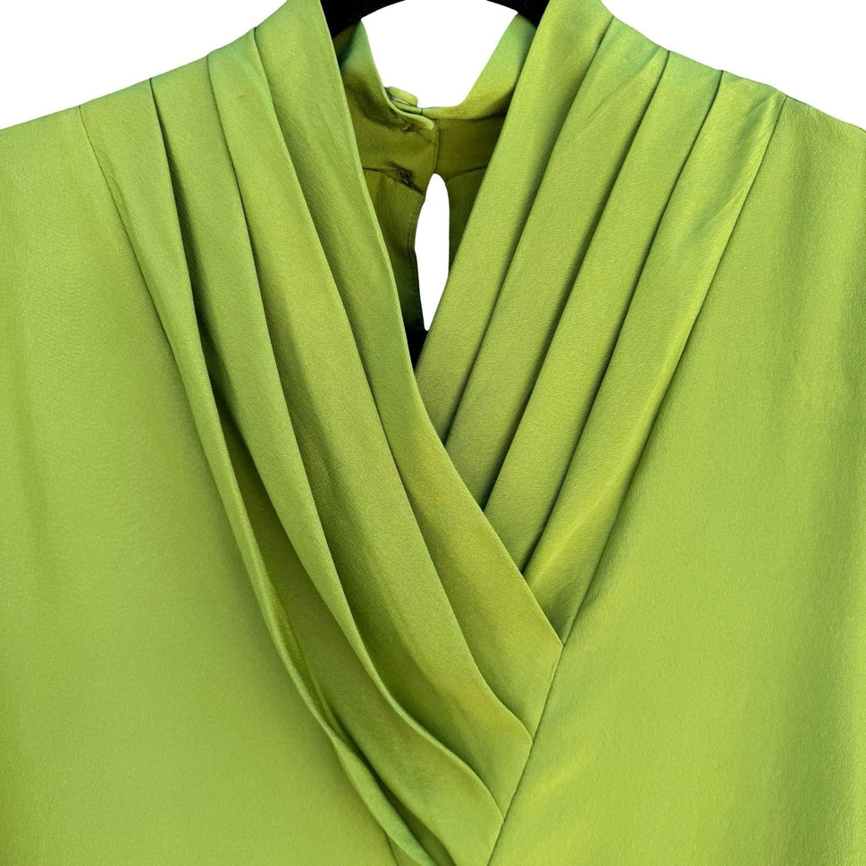 Alexandria Vintage 90s Pleated Draped V-Neck Keyhole Statement Blouse Womens 8