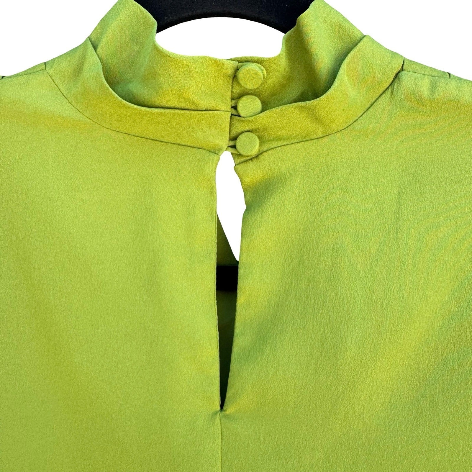 Alexandria Vintage 90s Pleated Draped V-Neck Keyhole Statement Blouse Womens 8