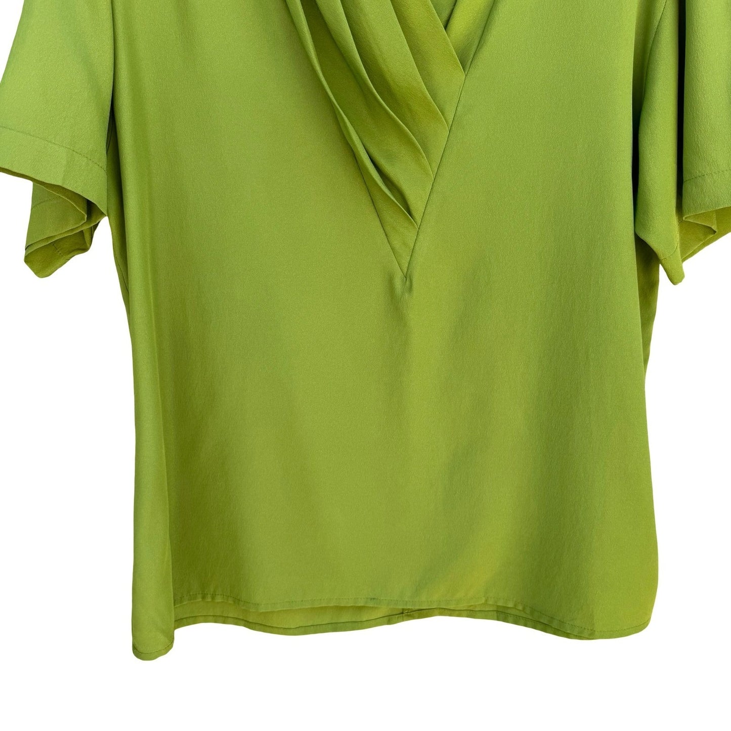 Alexandria Vintage 90s Pleated Draped V-Neck Keyhole Statement Blouse Womens 8
