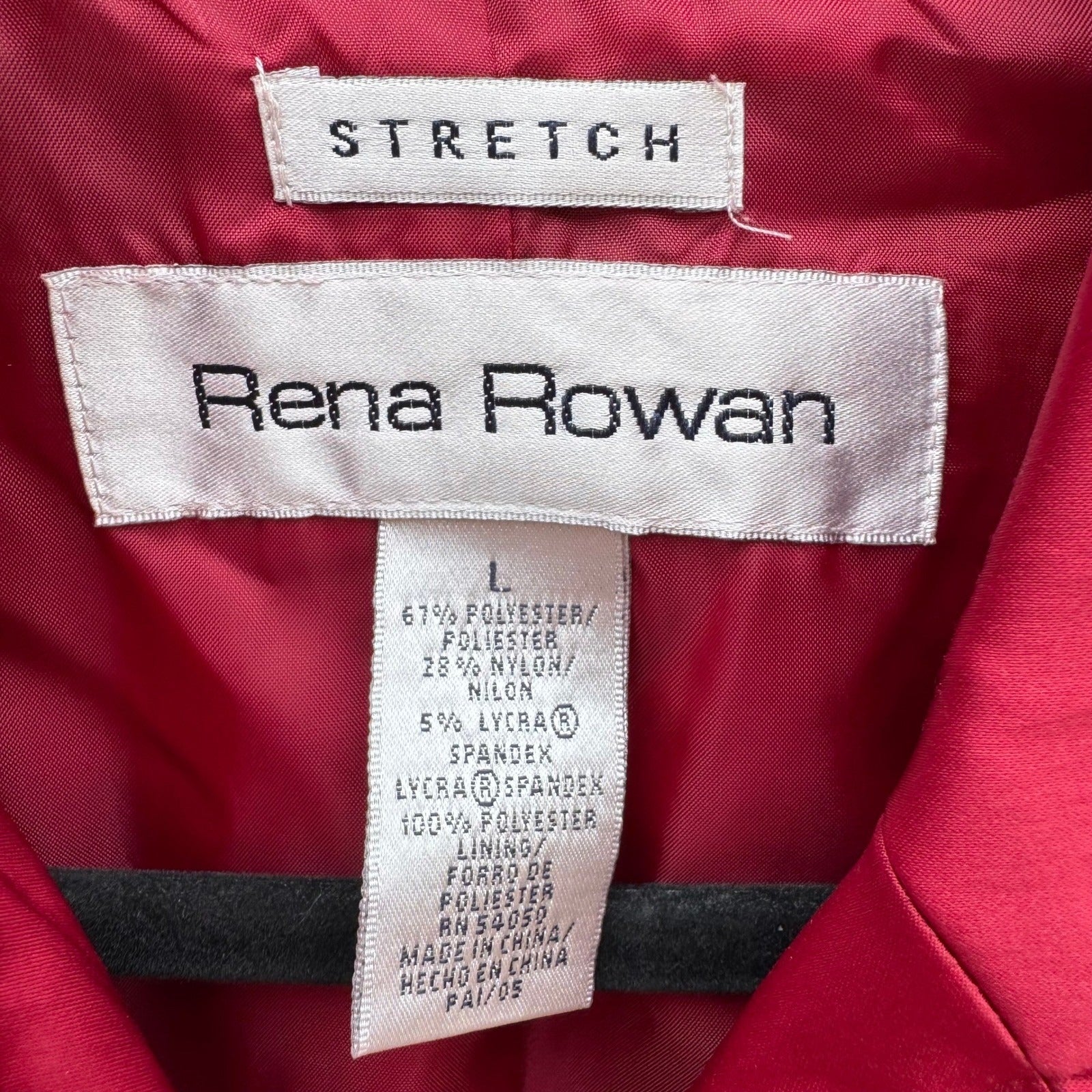 Rena Rowan Womens Red Double Breasted Stretch Trench Coat Jacket Size L Belted