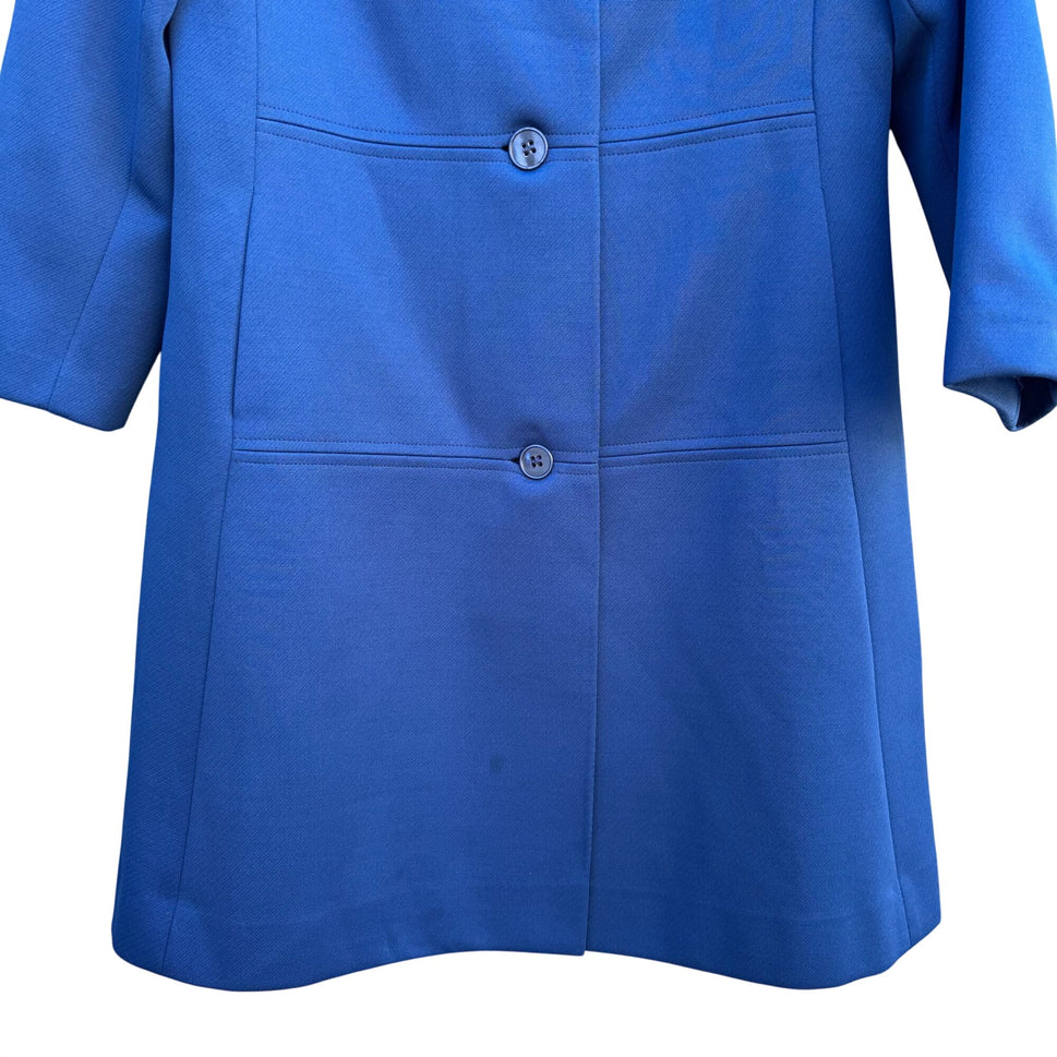 Bullocks Wilshire Vintage 60s 70s Womens Royal Blue A Line Mod Coat Overcoat L