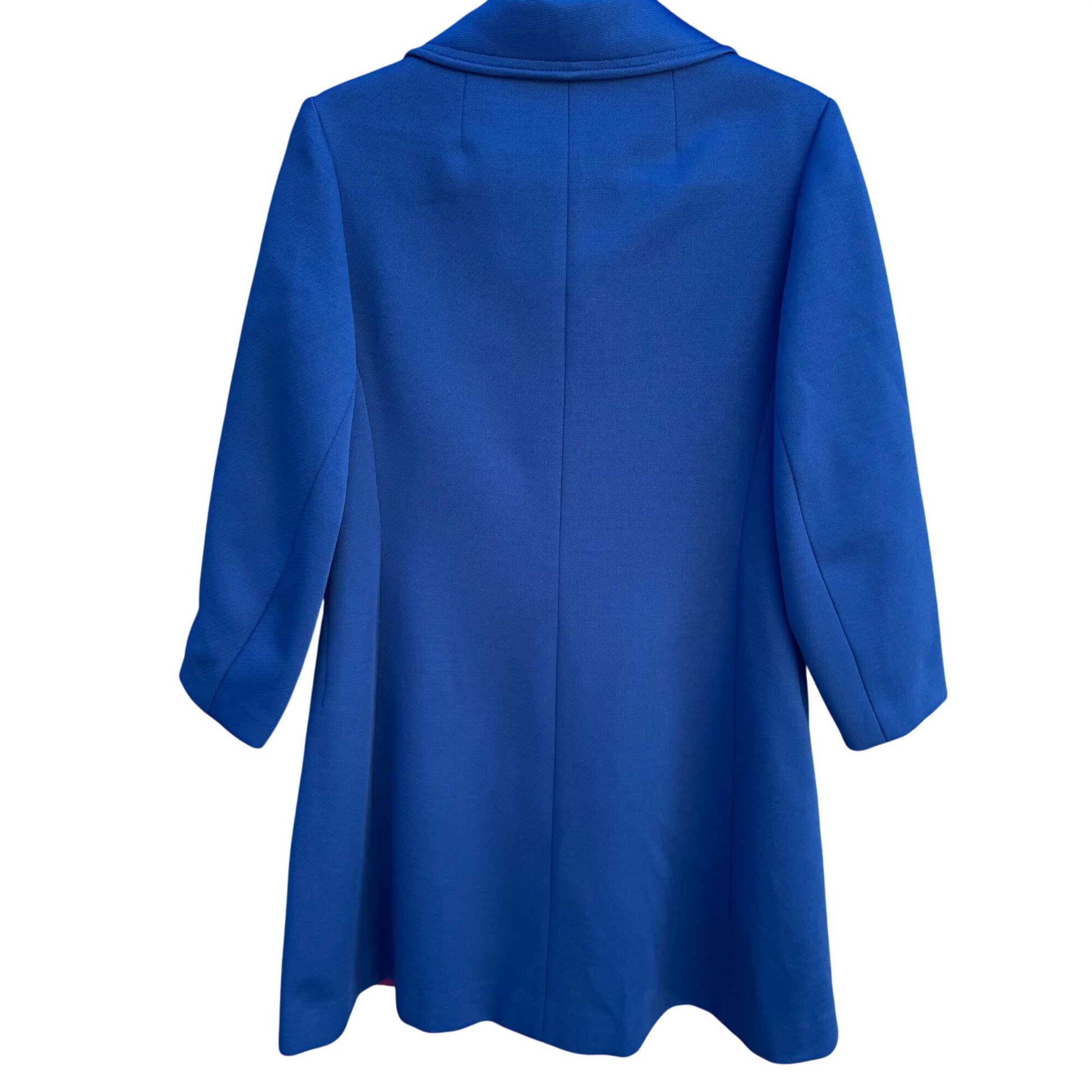 Bullocks Wilshire Vintage 60s 70s Womens Royal Blue A Line Mod Coat Overcoat L