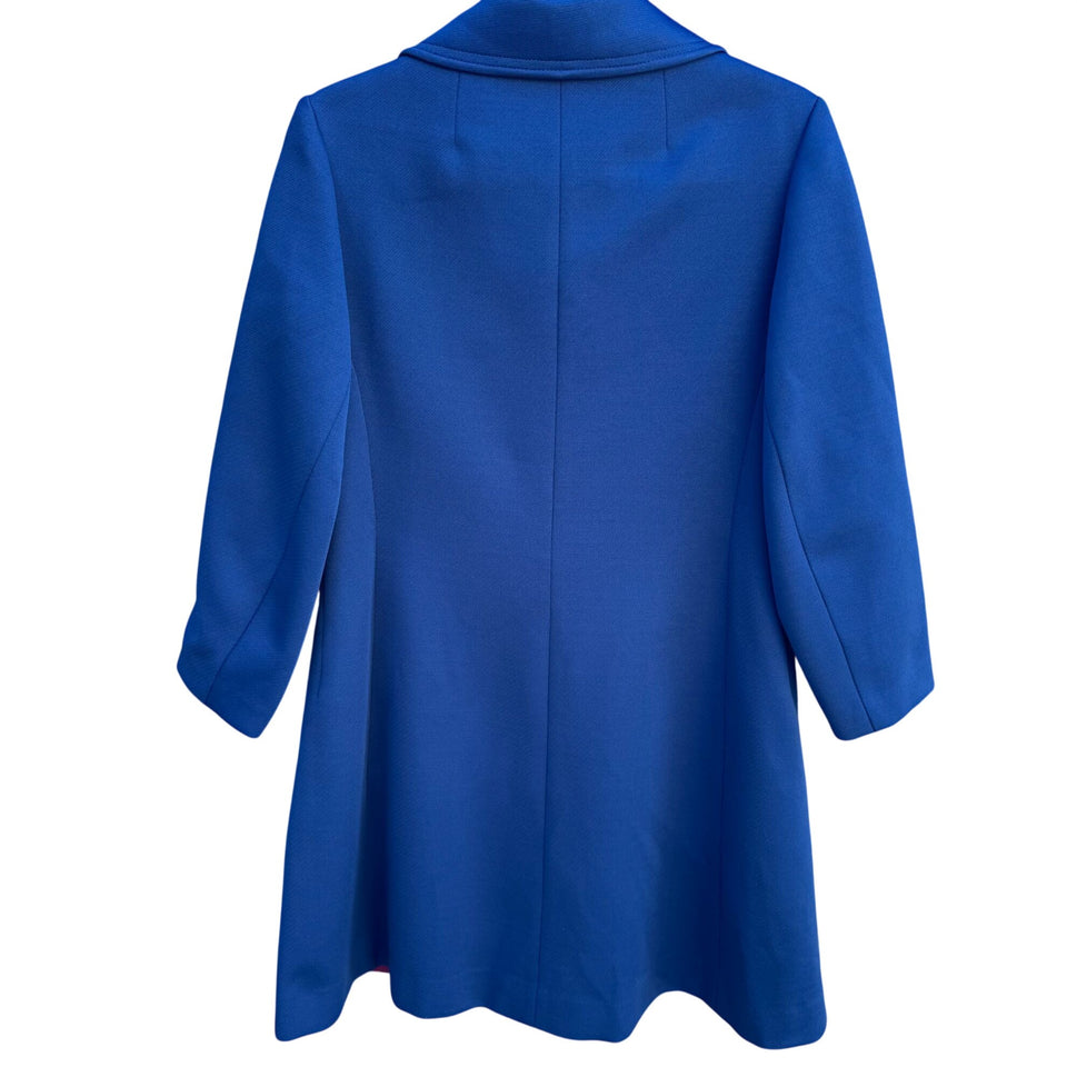 Bullocks Wilshire Vintage 60s 70s Womens Royal Blue A Line Mod Coat Overcoat L