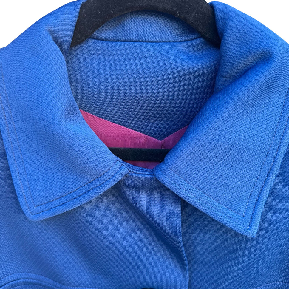 Bullocks Wilshire Vintage 60s 70s Womens Royal Blue A Line Mod Coat Overcoat L