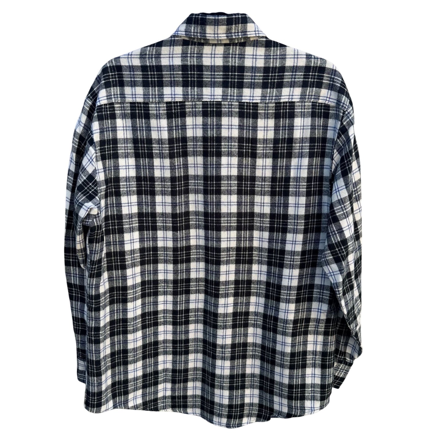 Windridge Mervyns Vintage Plaid Grunge Retro Mens Black White Flannel Shirt M