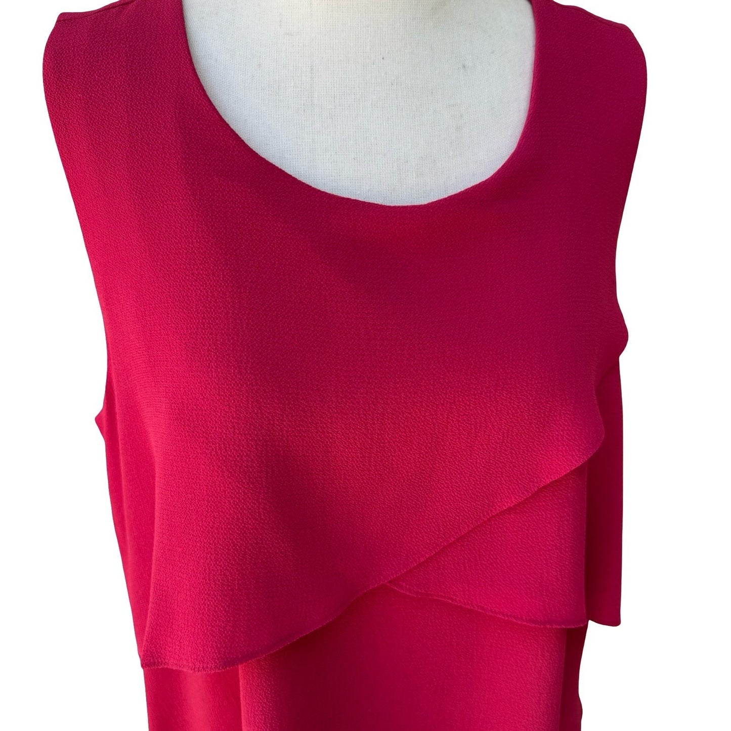 Vince Camuto Zen Bloom Tiered Asymmetrical Shift Cocktail Dress Hot Pink 12 NEW