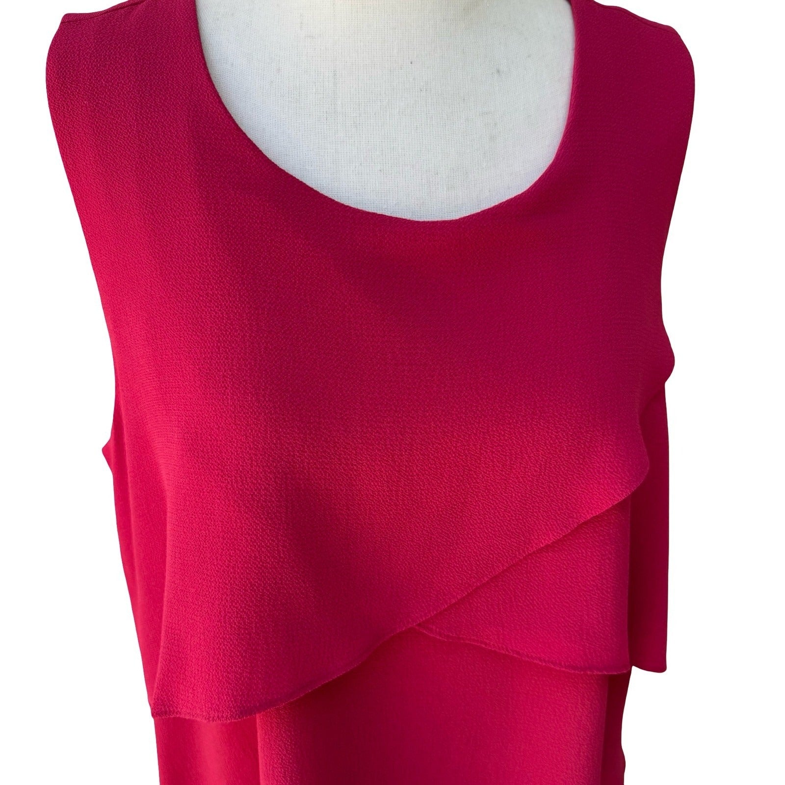 Vince Camuto Zen Bloom Tiered Asymmetrical Shift Cocktail Dress Hot Pink 12 NEW