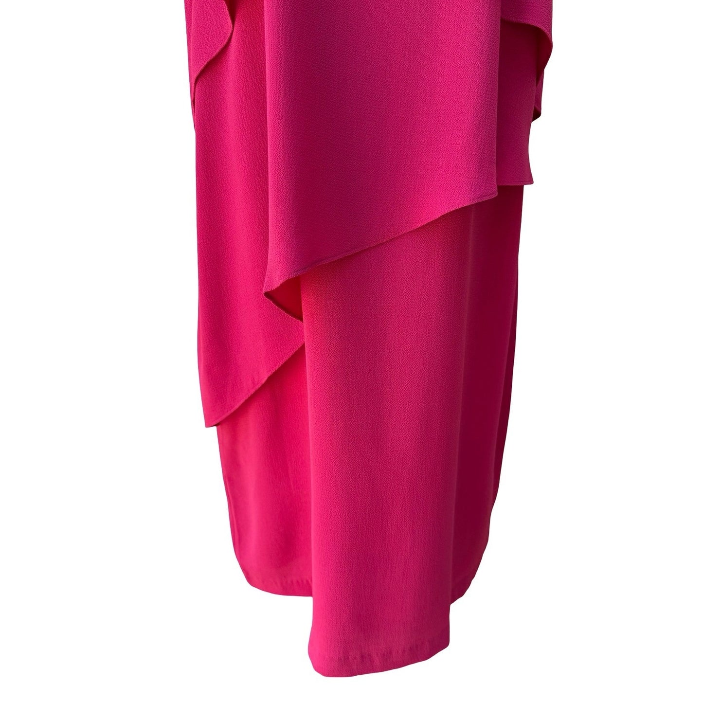 Vince Camuto Zen Bloom Tiered Asymmetrical Shift Cocktail Dress Hot Pink 12 NEW