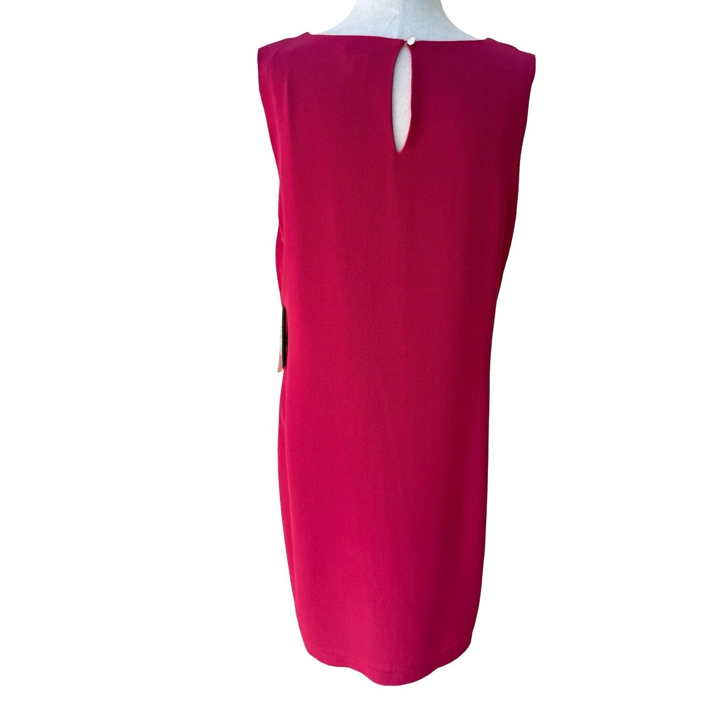 Vince Camuto Zen Bloom Tiered Asymmetrical Shift Cocktail Dress Hot Pink 12 NEW