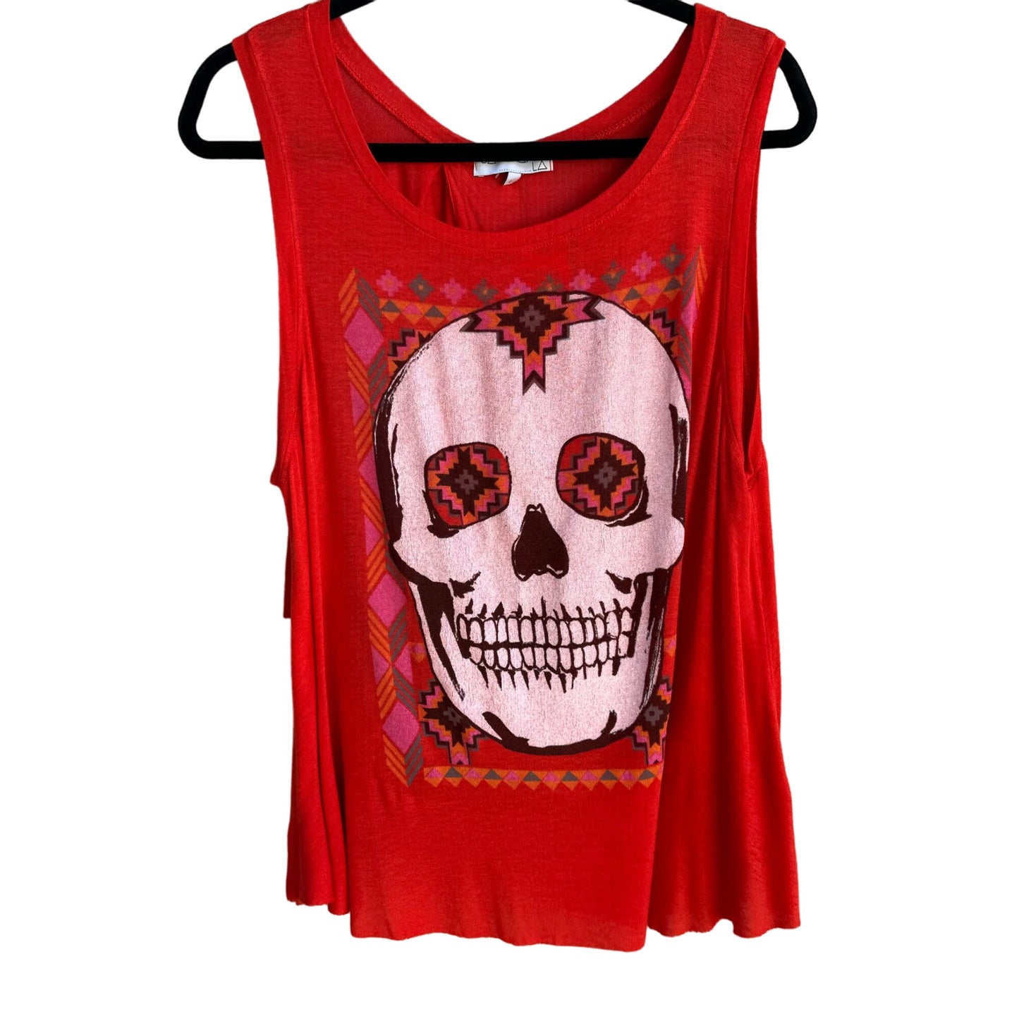 Daydreamer LA Women's Red Skull Graphic Print Layered Back Streetwear Tank Top L