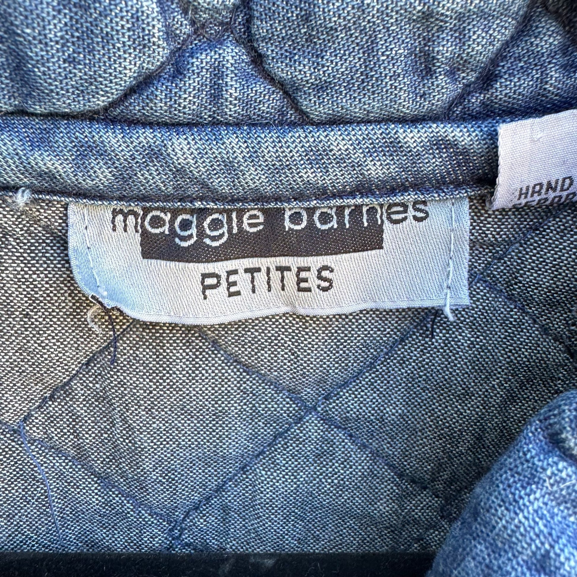 Maggie Barnes Petites Vintage Womens Floral Embroidery Quilted Denim Jacket 26WP