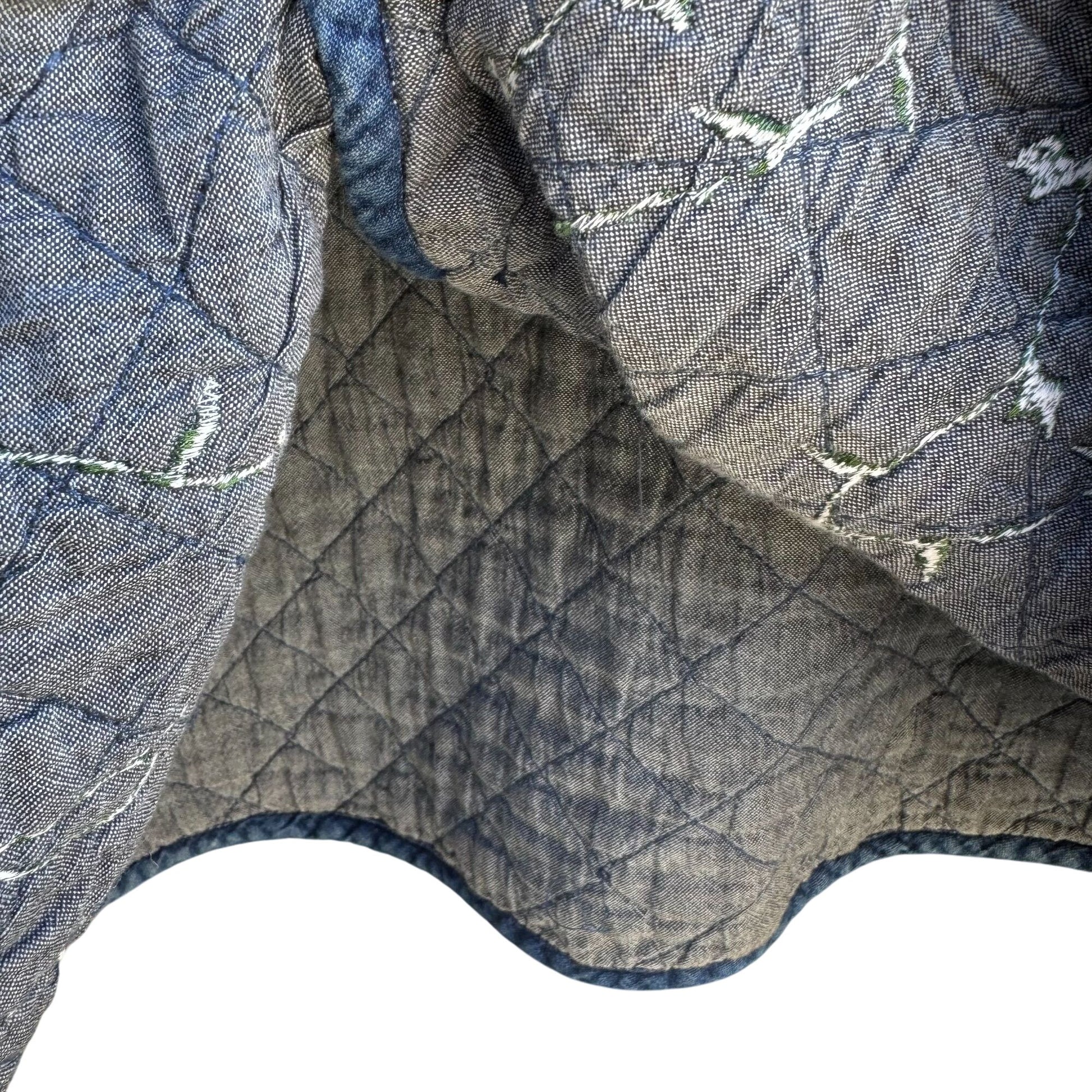 Maggie Barnes Petites Vintage Womens Floral Embroidery Quilted Denim Jacket 26WP