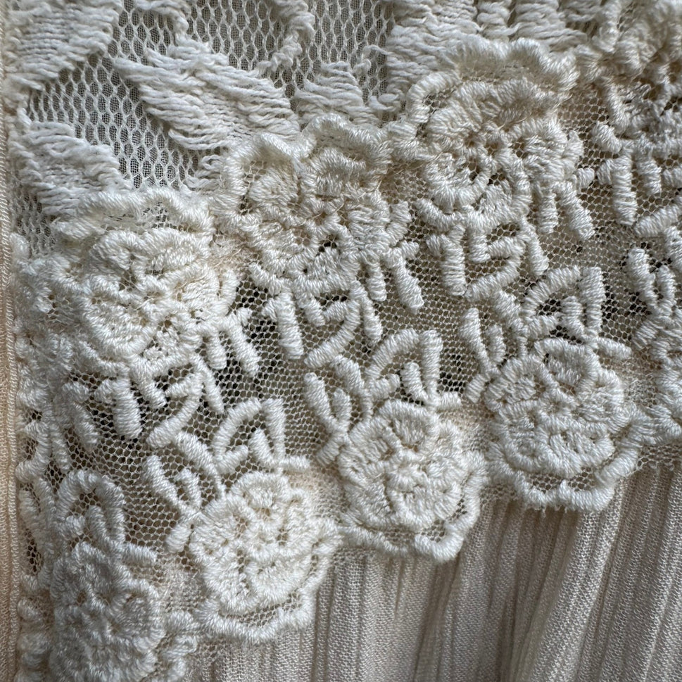 American Eagle Boho Cottagecore Fairycore Lace Mesh Sheer Peasant Blouse Cream L