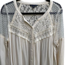 Switch American Eagle Boho Cottagecore Fairycore Lace Mesh Sheer Peasant Blouse Cream L 3 image