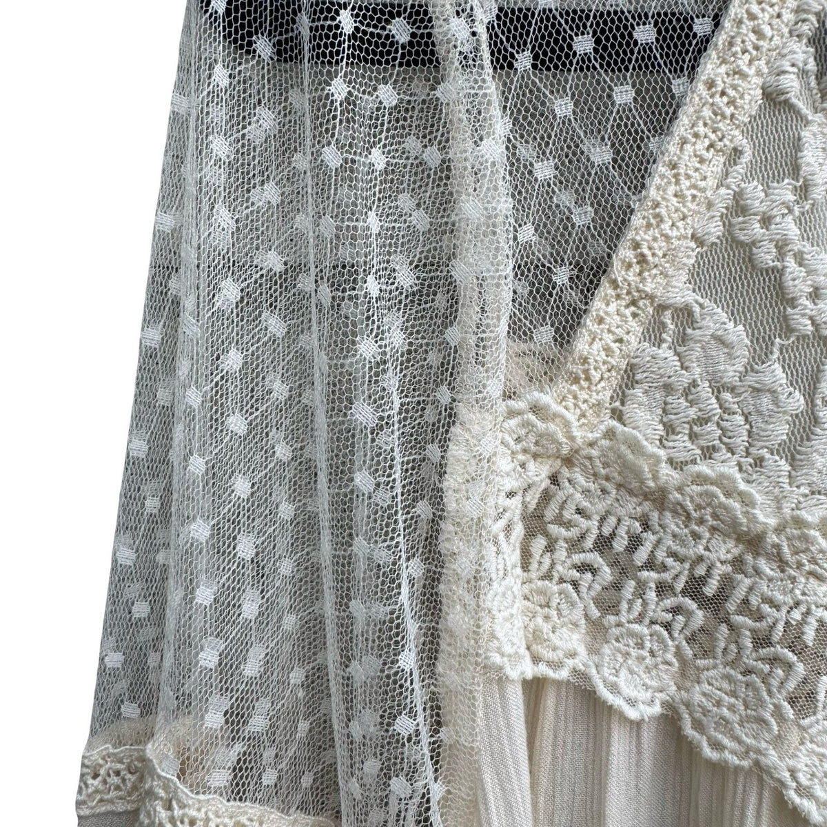 American Eagle Boho Cottagecore Fairycore Lace Mesh Sheer Peasant Blouse Cream L