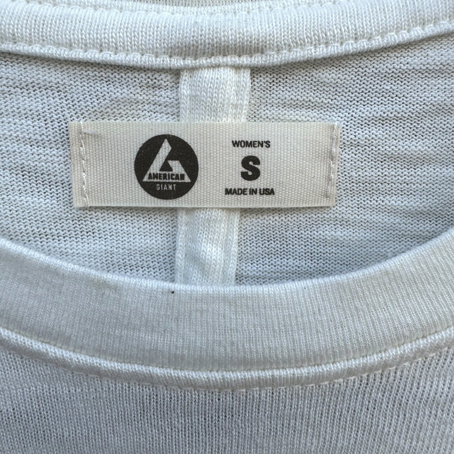 American Giant Womens White Slub Cotton Long Sleeve Crew Neck T-Shirt Size S USA