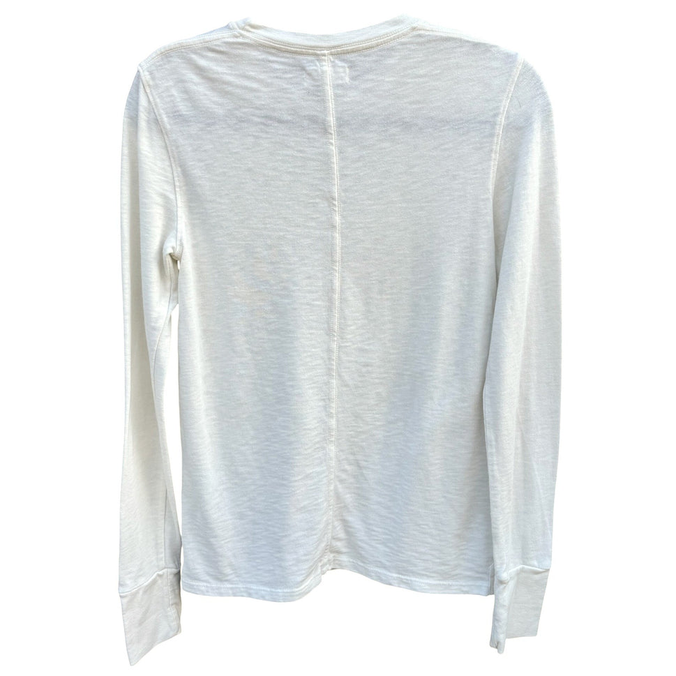 American Giant Womens White Slub Cotton Long Sleeve Crew Neck T-Shirt Size S USA