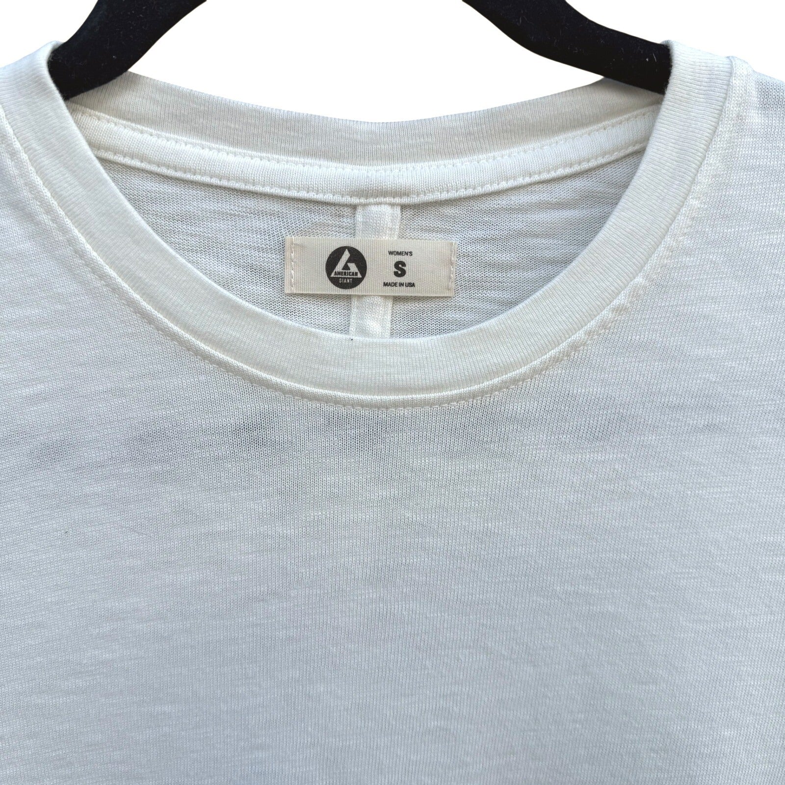 American Giant Womens White Slub Cotton Long Sleeve Crew Neck T-Shirt Size S USA