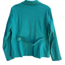 Switch Dialogue Womens Teal Textured Stretch Adjustable Belt Button-Up Blazer Jacket L 2 image
