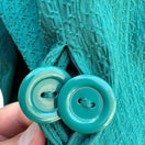 Switch Dialogue Womens Teal Textured Stretch Adjustable Belt Button-Up Blazer Jacket L 3 image