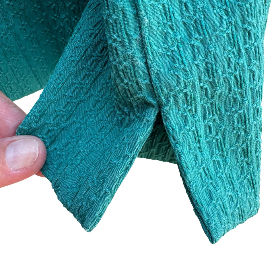 Dialogue Womens Teal Textured Stretch Adjustable Belt Button-Up Blazer Jacket L