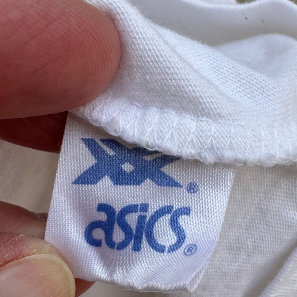 Hard Rock Cafe Singapore Vintage White Graphic Print Asics All Cotton Tee Shirt L