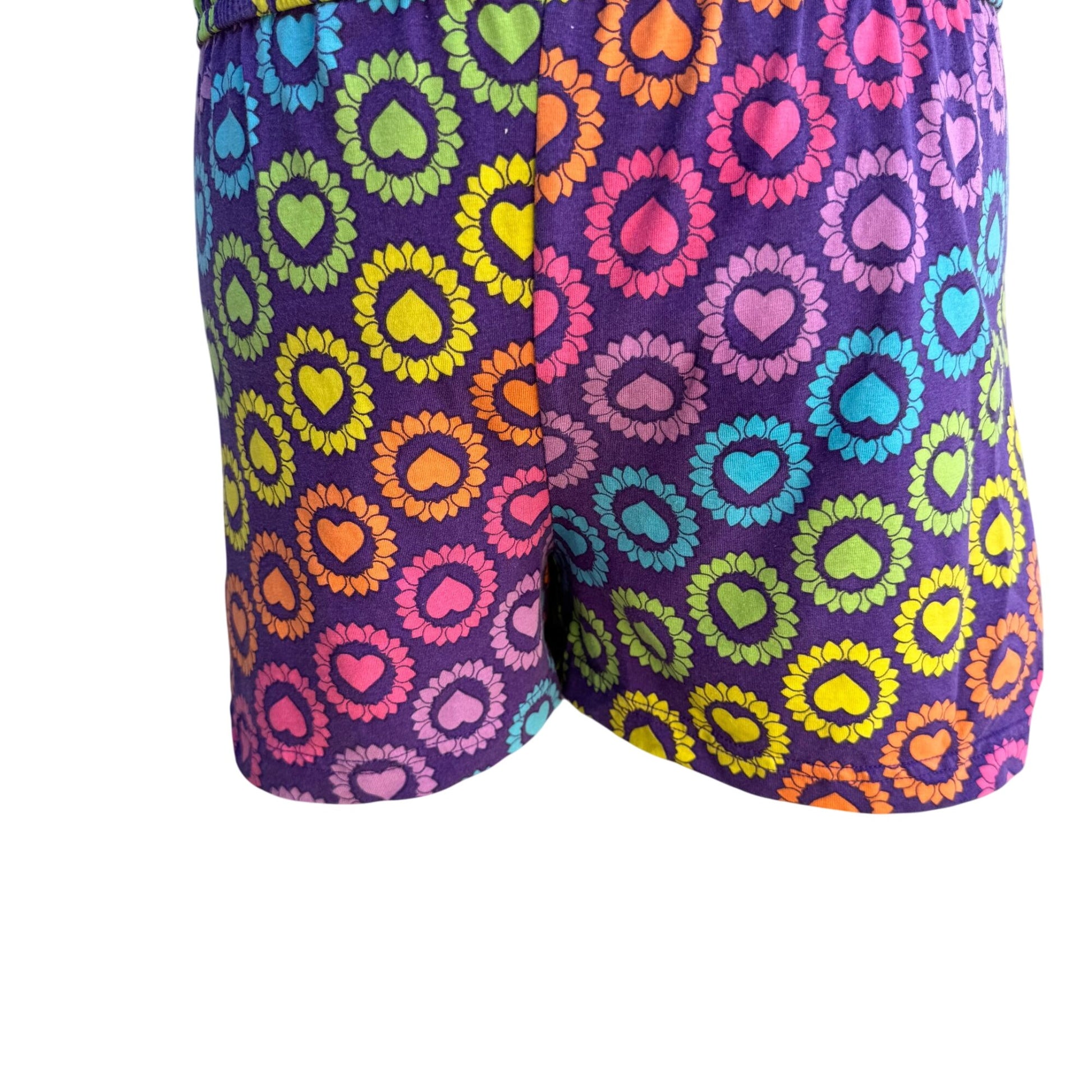 Circo Heart Print Ruffle Hem Cotton Blend Multicolor Romper Girls XL Womens S/XS