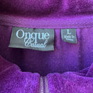 Switch Onque Casual Y2K Glam Sequin Striped Velour Zip Athleisure Jacket Amethyst L NEW 2 image