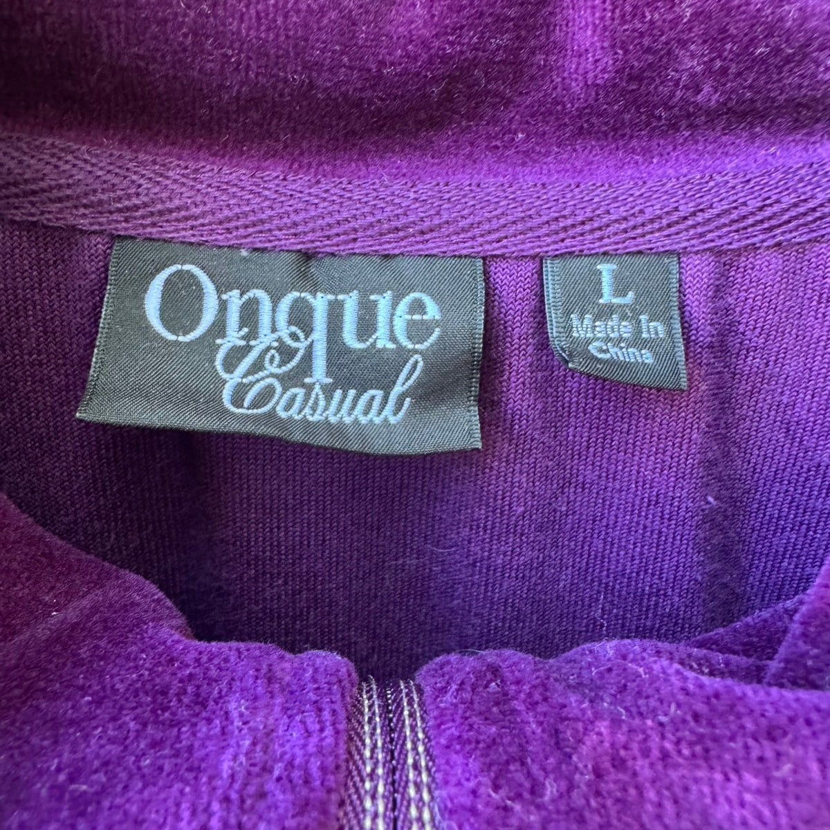 Onque Casual Y2K Glam Sequin Striped Velour Zip Athleisure Jacket Amethyst L NEW