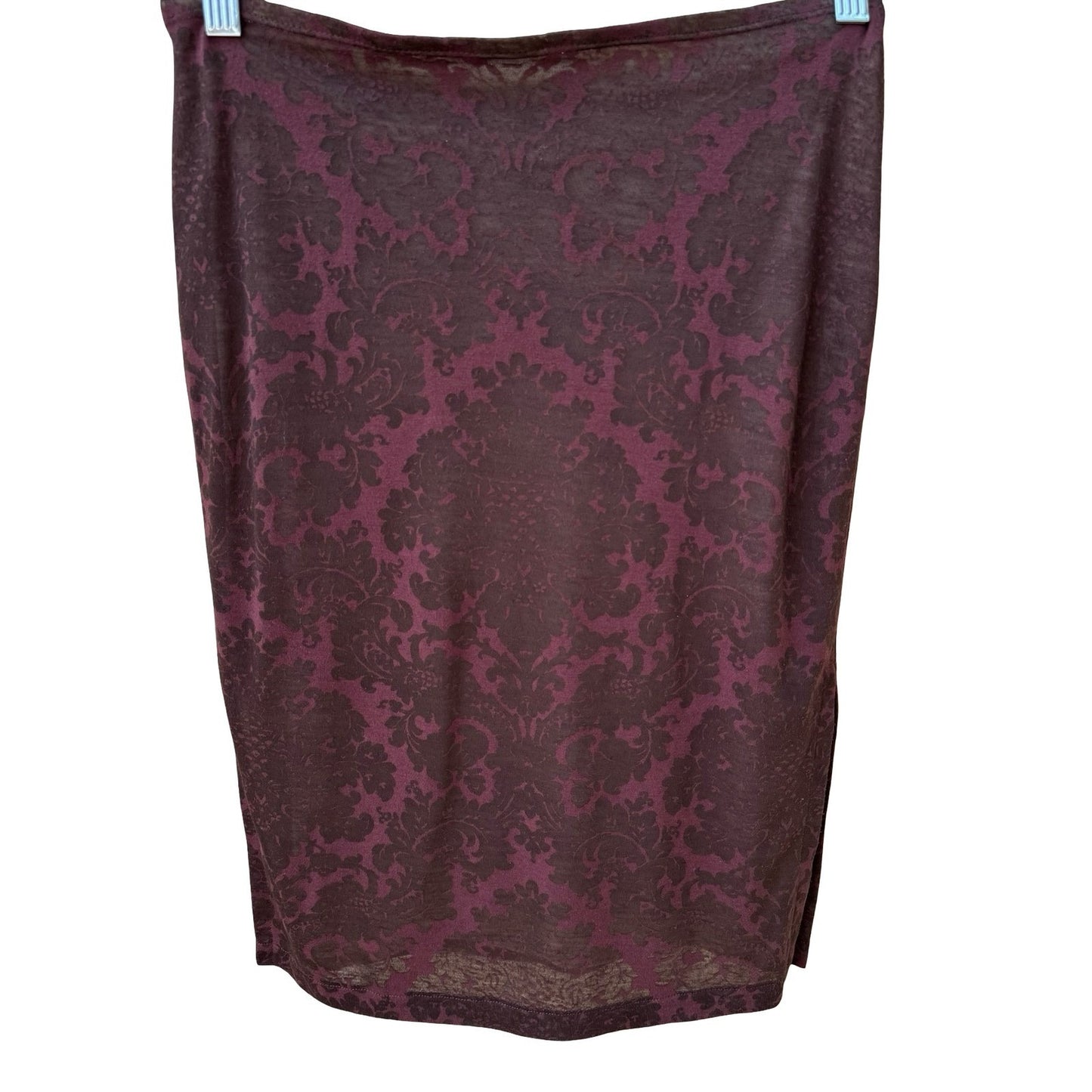 Damask Dark Romance Whimsigoth Midi Skirt Burgundy Gothic Baroque Victorian