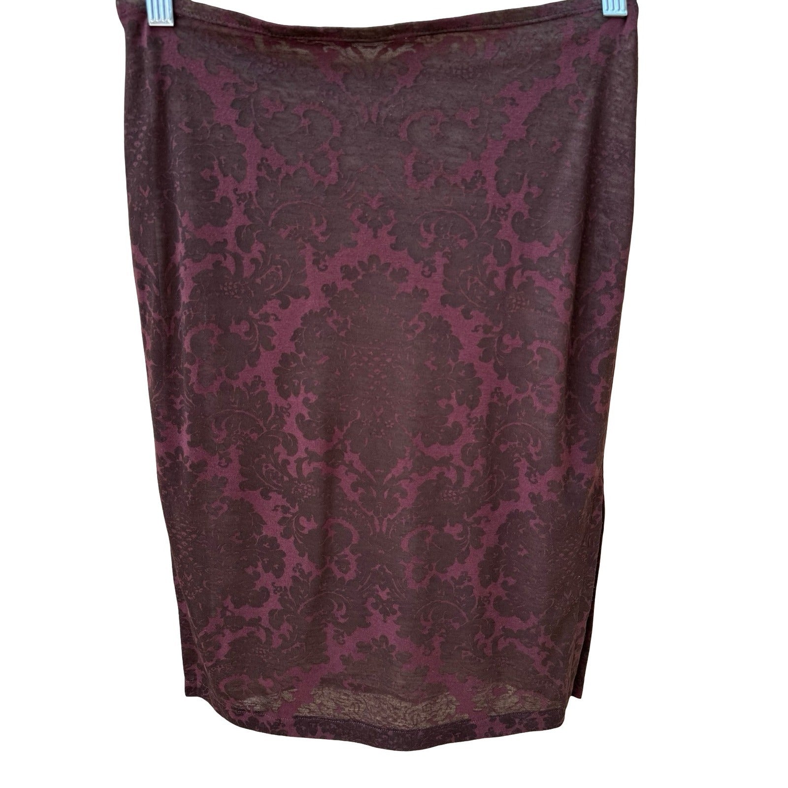 Damask Dark Romance Whimsigoth Midi Skirt Burgundy Gothic Baroque Victorian