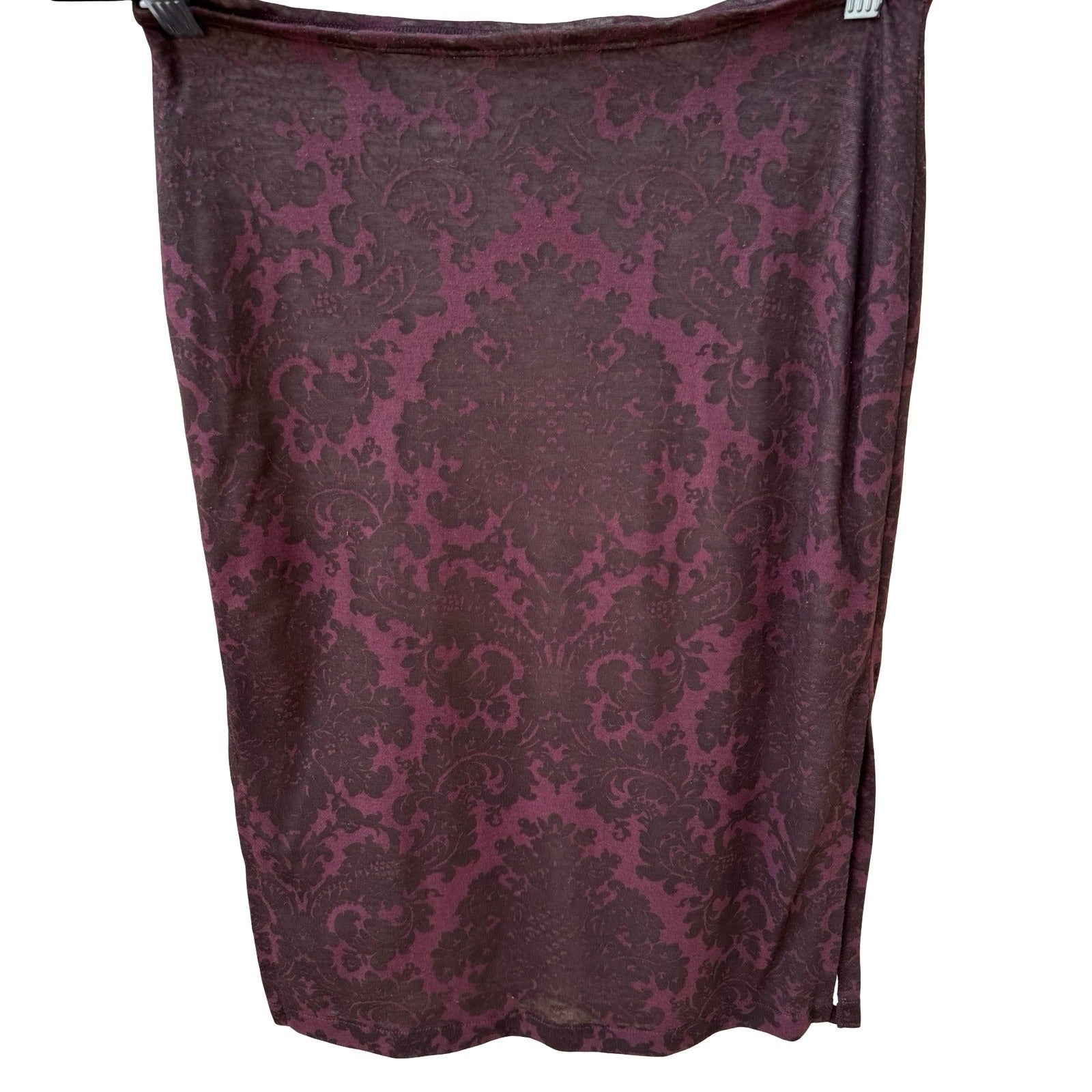 Damask Dark Romance Whimsigoth Midi Skirt Burgundy Gothic Baroque Victorian
