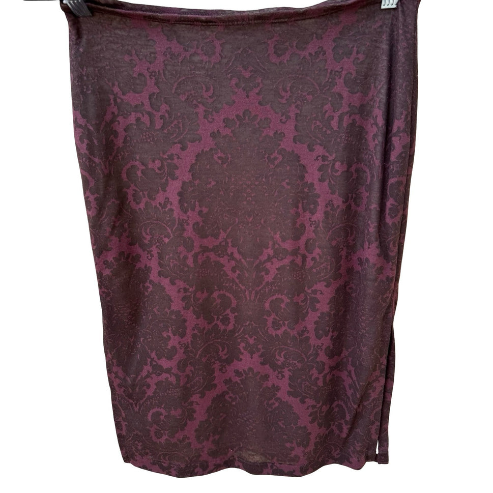 Damask Dark Romance Whimsigoth Midi Skirt Burgundy Gothic Baroque Victorian