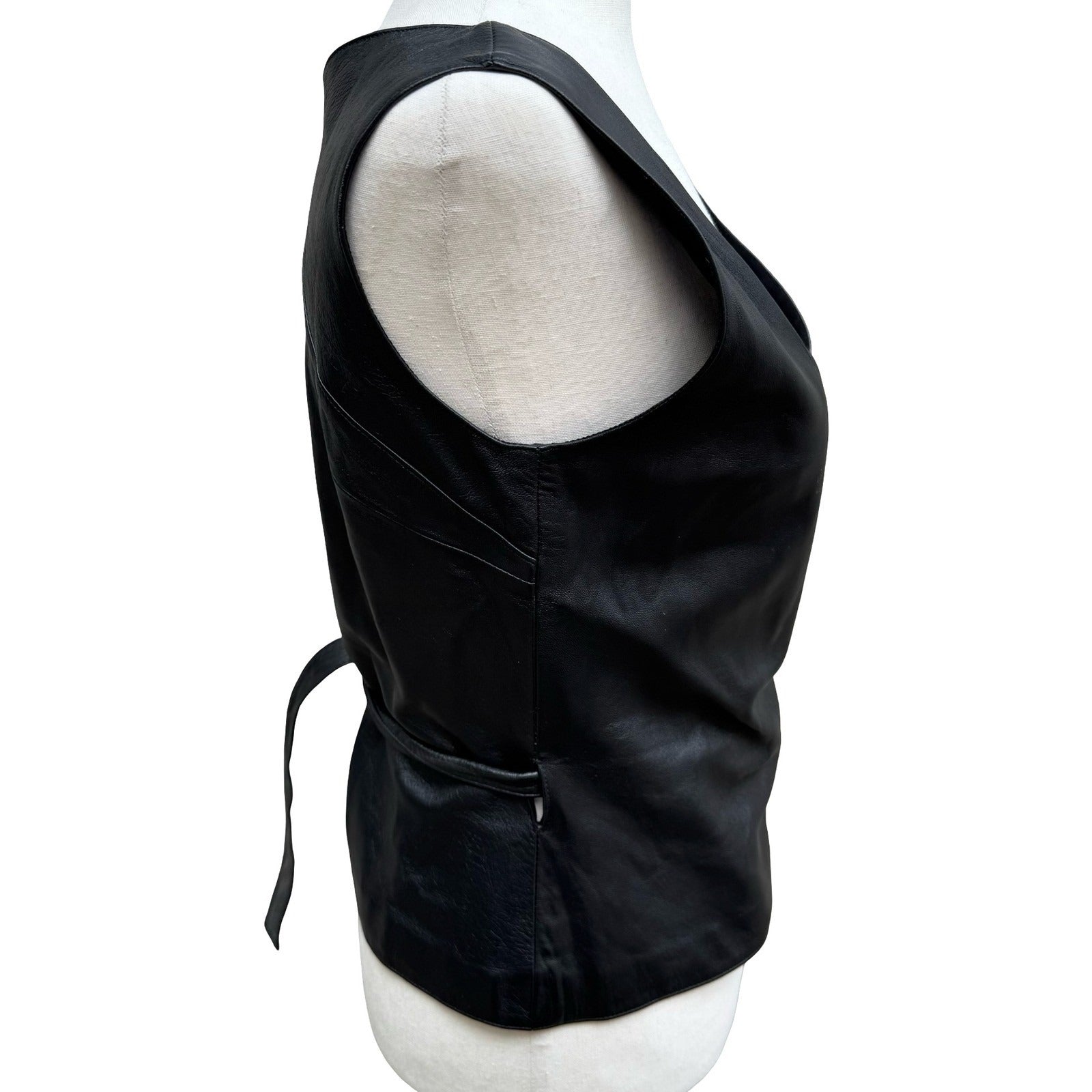 BCBG Max Azria Y2K 90s Biker Chic Edgy Moto Goth Luxury Leather Wrap Top Vest S