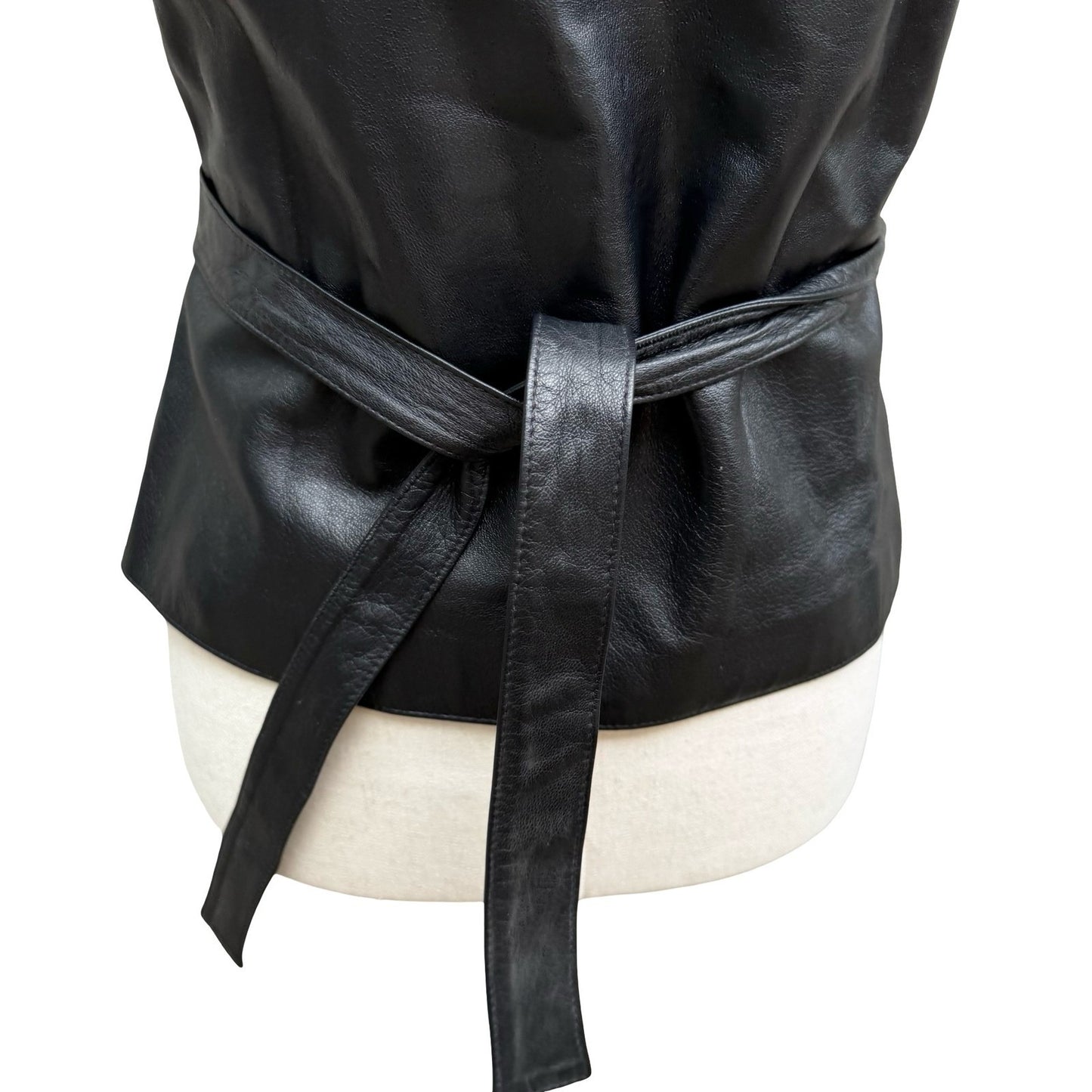 BCBG Max Azria Y2K 90s Biker Chic Edgy Moto Goth Luxury Leather Wrap Top Vest S