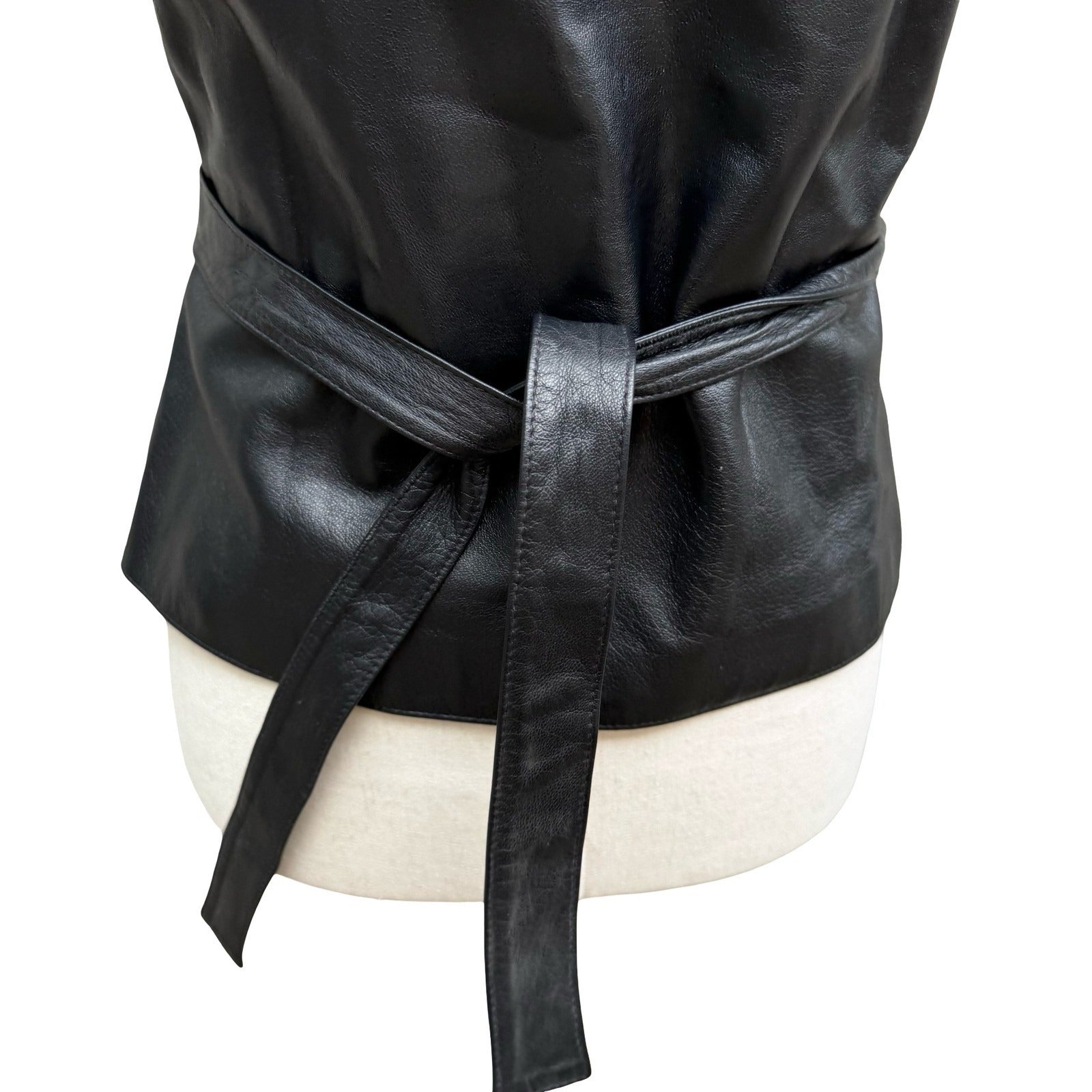 BCBG Max Azria Y2K 90s Biker Chic Edgy Moto Goth Luxury Leather Wrap Top Vest S