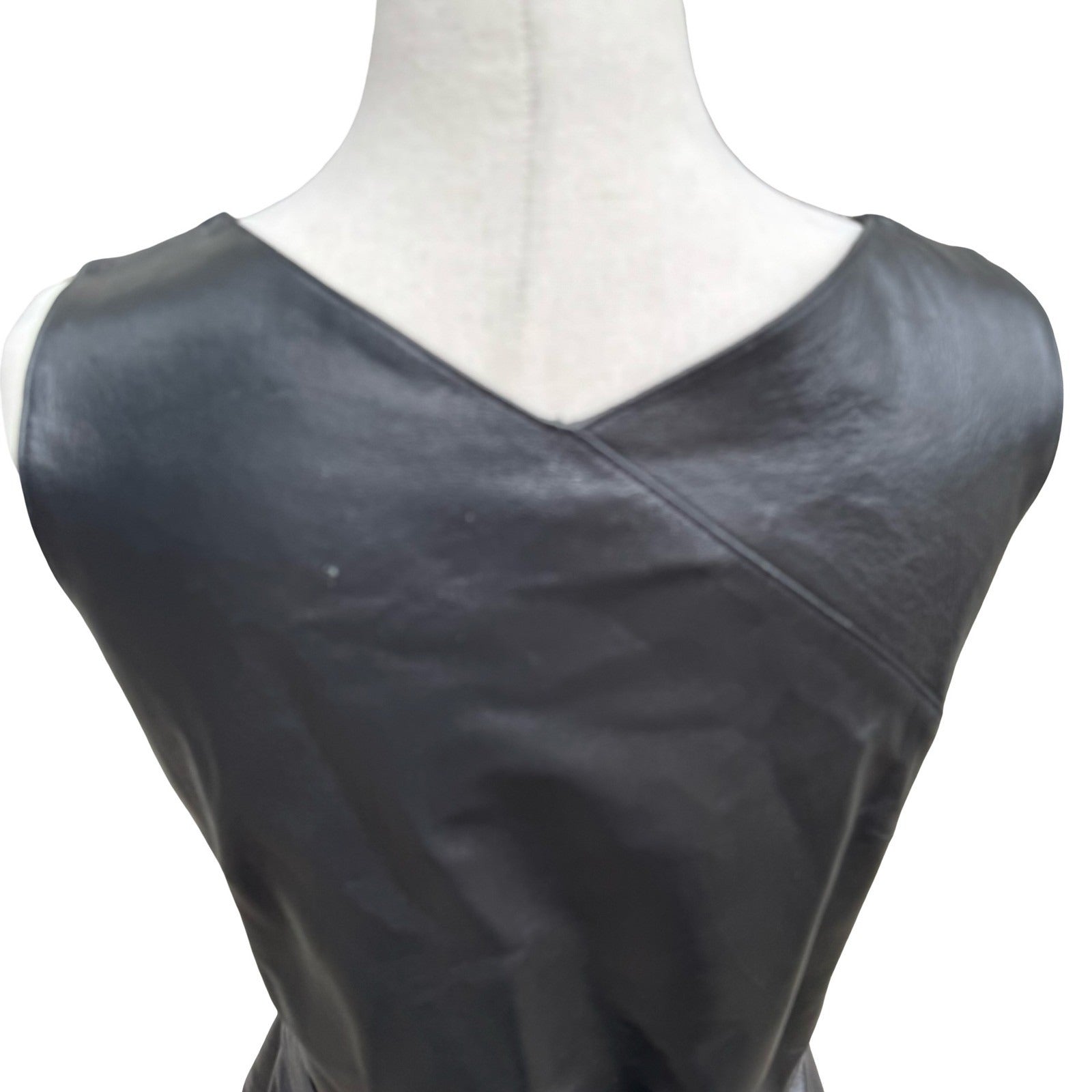 BCBG Max Azria Y2K 90s Biker Chic Edgy Moto Goth Luxury Leather Wrap Top Vest S