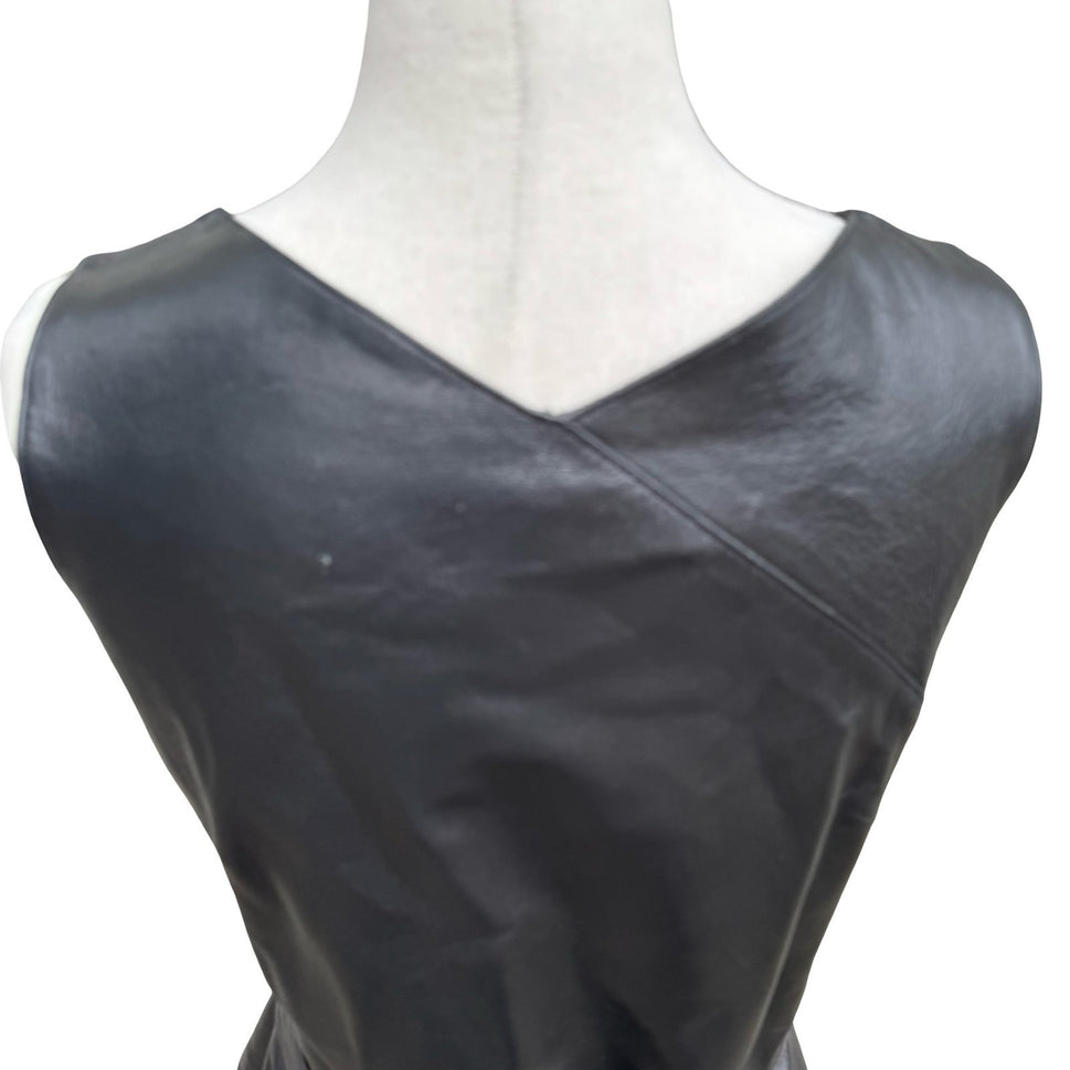 BCBG Max Azria Y2K 90s Biker Chic Edgy Moto Goth Luxury Leather Wrap Top Vest S