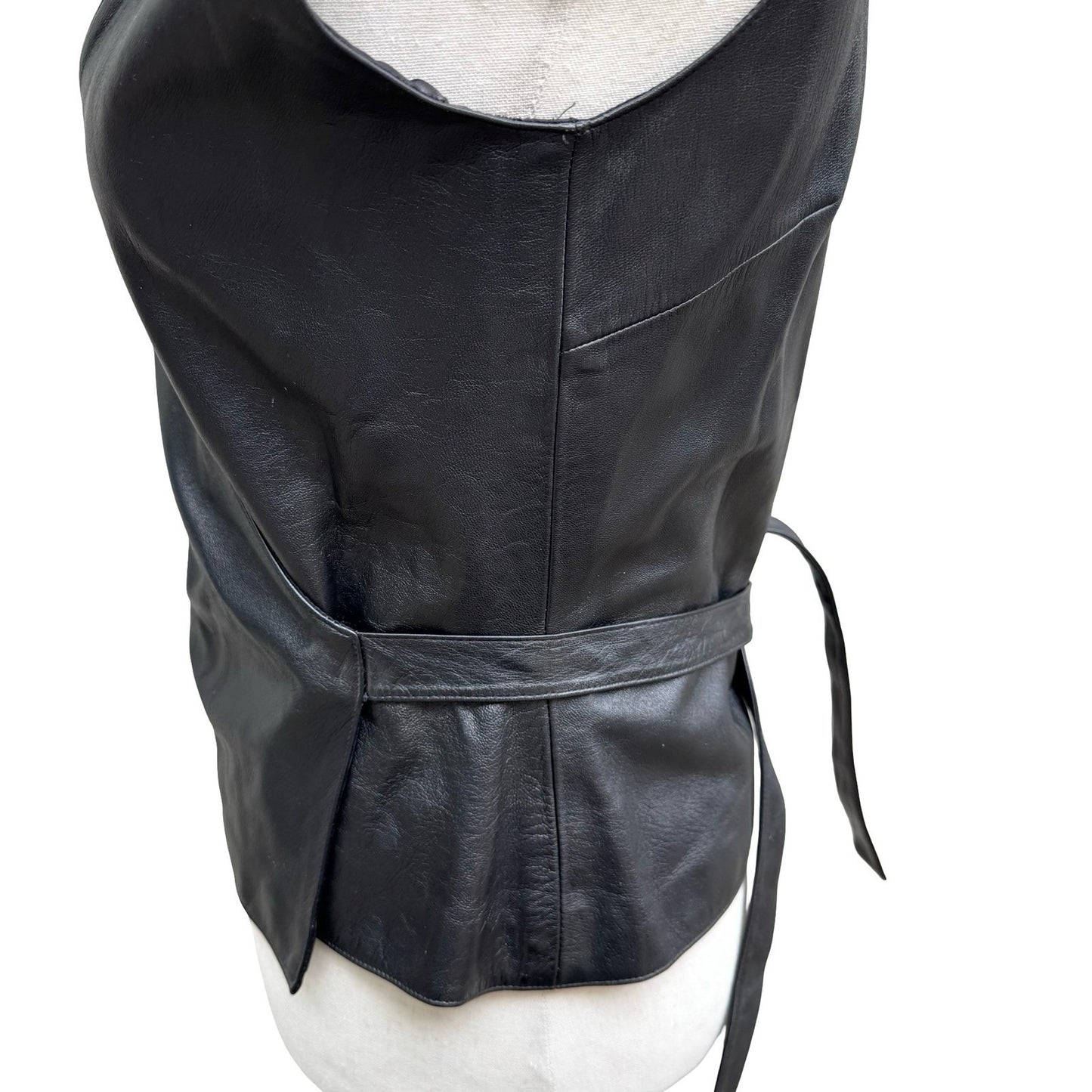 BCBG Max Azria Y2K 90s Biker Chic Edgy Moto Goth Luxury Leather Wrap Top Vest S