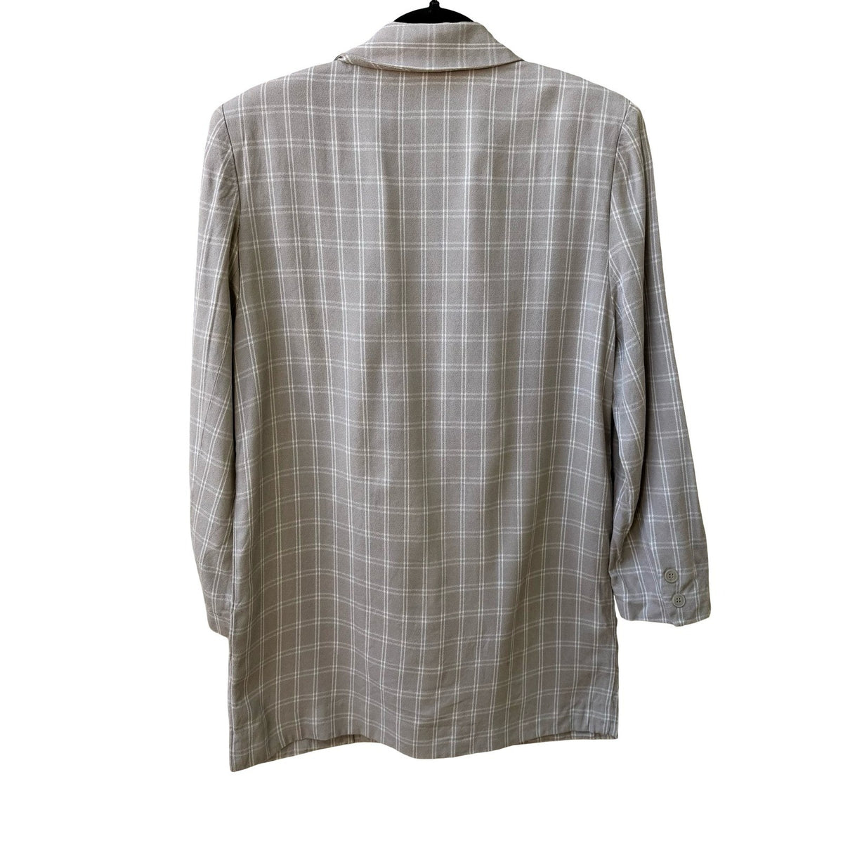 Liz Claiborne Vintage 90s Plaid Windowpane Boxy Oversized Longline Blazer Tan 10