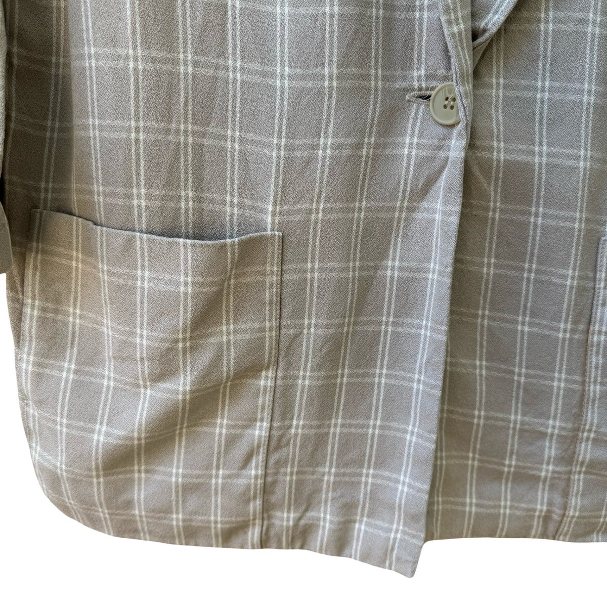 Liz Claiborne Vintage 90s Plaid Windowpane Boxy Oversized Longline Blazer Tan 10