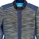 Switch T Tahari Woven Textured Structured Tailored Blazer Mandarin Collar Jacket Blue 2 3 image