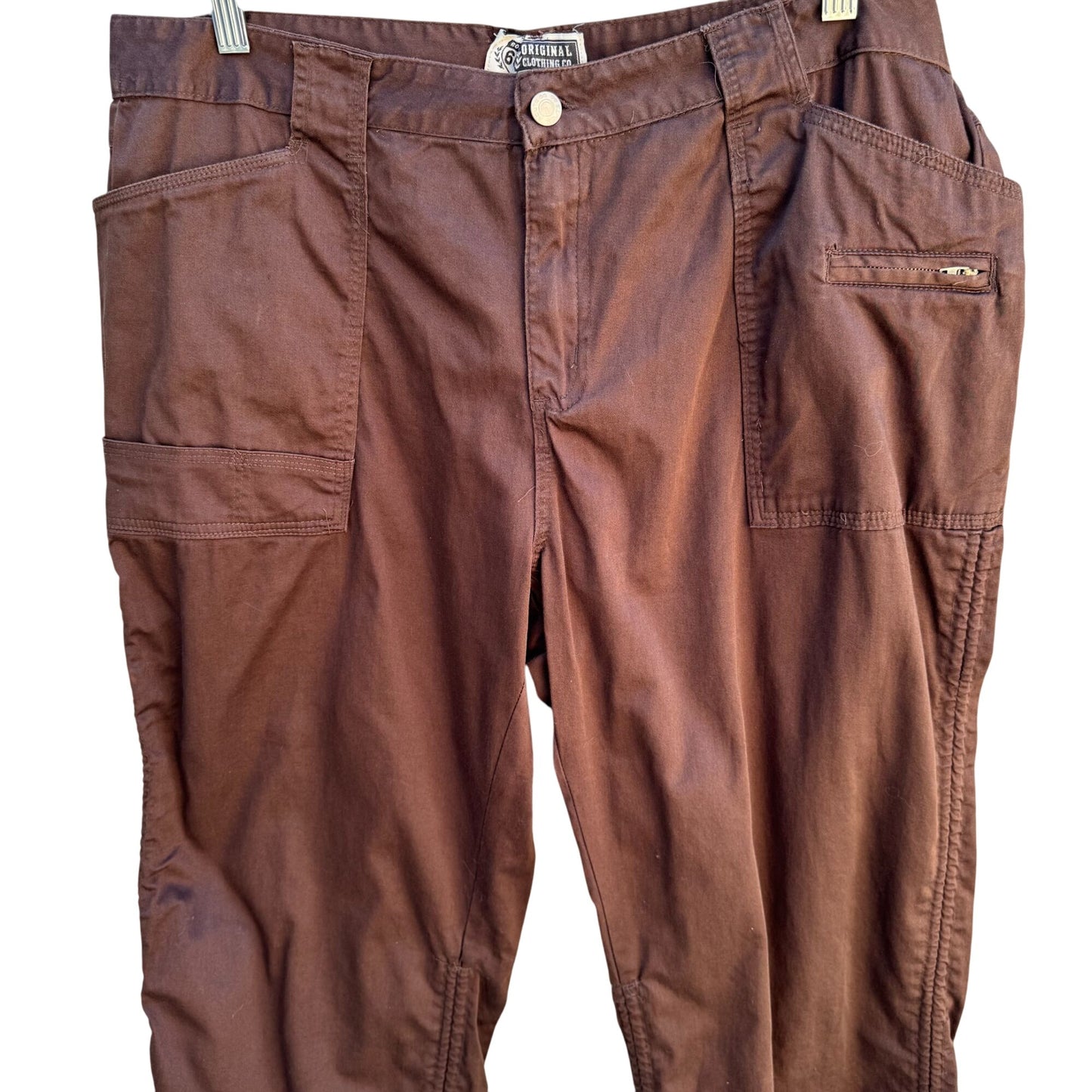 Route 66 Vintage Womens Brown Cargo Drawstring Hem Stretch Cargo Capri Pants 18W