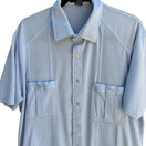 Switch Alan Stuart Vintage 70s Mens Blue Guayabera Woven Panels Short Sleeve Shirt L 2 image