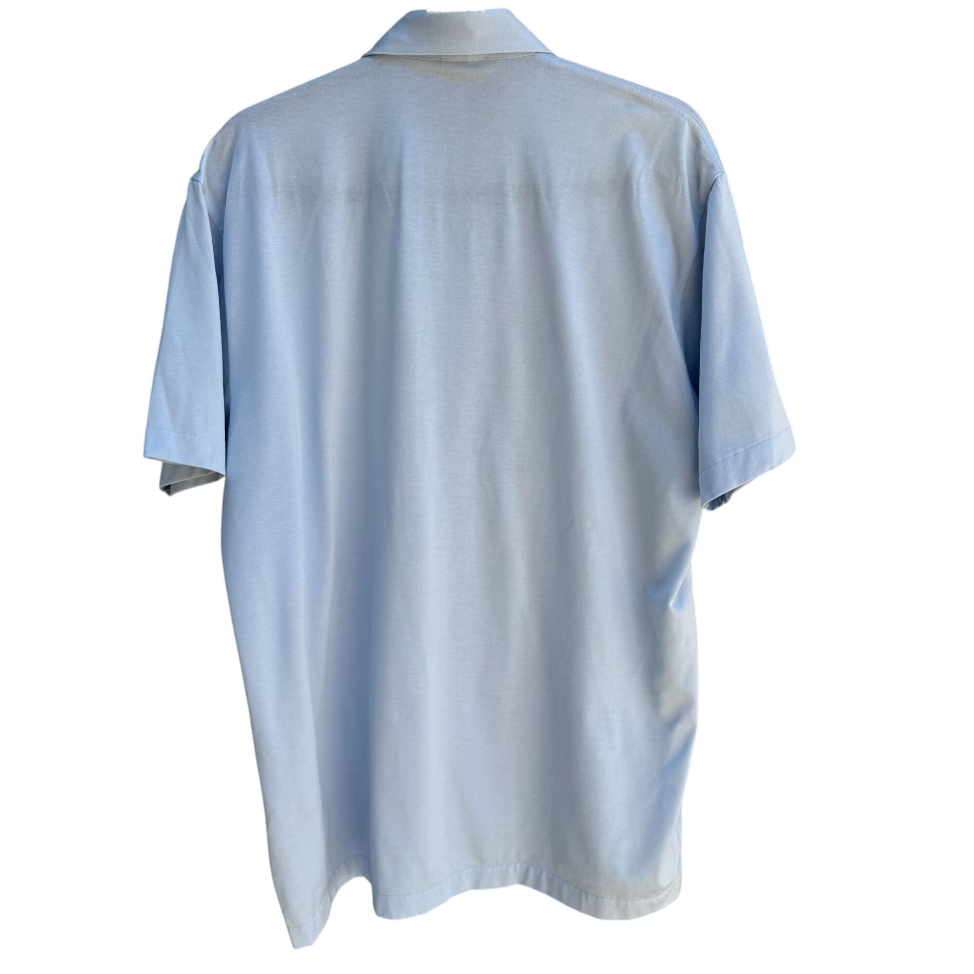 Alan Stuart Vintage 70s Mens Blue Guayabera Woven Panels Short Sleeve Shirt L