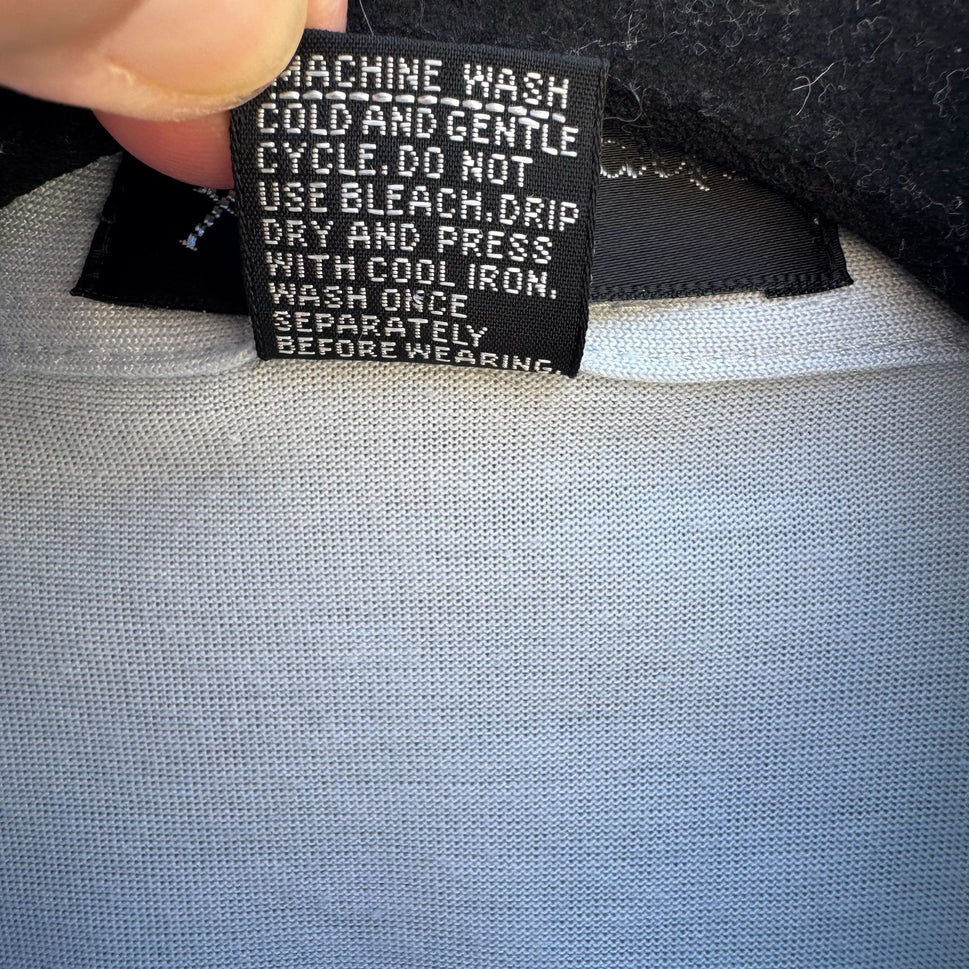 Alan Stuart Vintage 70s Mens Blue Guayabera Woven Panels Short Sleeve Shirt L